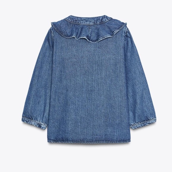 Zara Ruffled Blue Jean Jacket - Picture 2 of 3